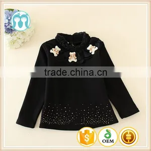 Chinese Wholesale Manufactory Long Sleeve Tops for Little Girl Bottoming Shirt Black Pullover Girls Shirts thumbnail-1