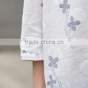 Cotton Linen Ladies' Loose Fit Casual Blouse Summer Blouse Fashion Loose Style Blouse thumbnail-5