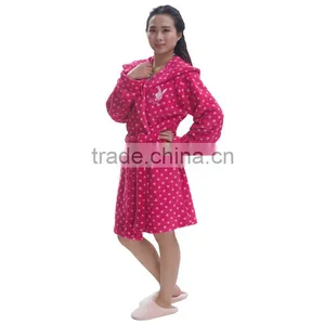 Women Hooded Print Floor Length Bath Robe thumbnail-1