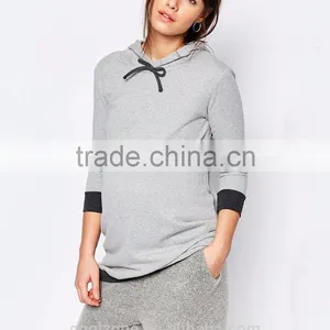 Relaxed Fit Long Sleeve Longline Hoodie Sweatshirt for Maternity 2016 thumbnail-2