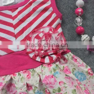 Girls Summer Dress 2-7t Available Baby Kids Hot Pink Flower High Low Dress With Matching Headband and Necklace Set thumbnail-3
