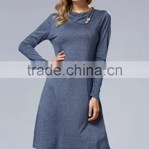 Wholesale Elegant Summer Dress Women Long Sleeve Casual Dress 2017 thumbnail-4
