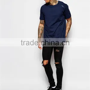 Guangzhou Shandao New Arrival 180g 100% Cotton With Shoulder Side Zipper Short Sleeve O-Neck Wholesale Blank T Shirts thumbnail-5