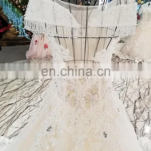 LS00303 Kleinfeld Appliqued Long Dresses Long Train See Through Beaded Bridal Dress for Wedding thumbnail-5