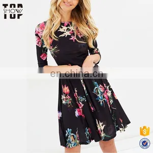 Oem Women Dresses 3/4 Sleevefloral Print Girls Autumn Dress Names With Pictures thumbnail-5