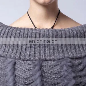 Canada North American Style Grey Brown Color Rabbit Fur Tube Fur Capes Shawl of Women Clothes thumbnail-6