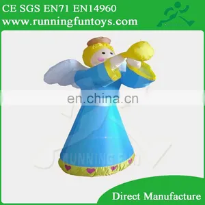 Outdoor Christmas Inflatable Angel Playing Trumpet, Fabric Christmas Angel Ornament thumbnail-1