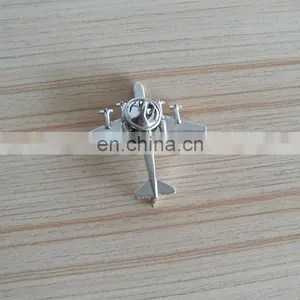 Custom 3D Airplane Design Silver Plated Metal Lapel Pin With Butterfly Clutch thumbnail-2