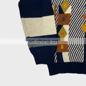 DiZNEW Wholesale Vintage Mens Crewneck Patterned Knit Sweater thumbnail-4