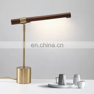 Amazon Hot Nordic Luxury Modern Bed Side Lamp Gold Metal Wooden Copper Table Lamp Decorative for Home Hotel thumbnail-3
