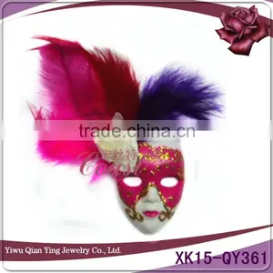 Pink Christmas Mini Masquerade Masks With Feather thumbnail-1
