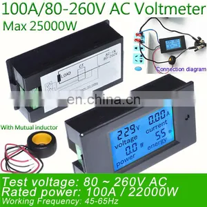 Digital AC Voltage Meters 100A/80 260V Power Energy Analog Voltmeter Ammeter Current Amps Volt Meter LCD, Voltmeter and Ammeter thumbnail-4