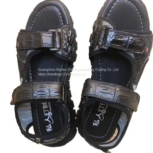 High-Grade Crocodile Leather Private Custom Sandals Summer Open Toe Leather Cool Velcro Men's Sandals Rubber Non-Slip Leather Shoes Men thumbnail-2