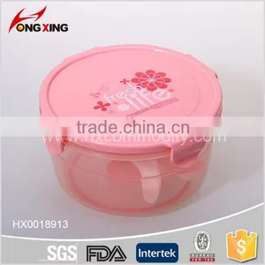 Household Pink Round Four Locked Lunch Box With Spoon thumbnail-6