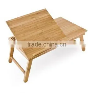 Bamboo Multi-Position Adjustable Laptop Computer Desk & Serving Bed Tray With Drawer thumbnail-2