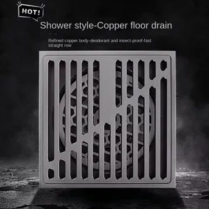 High Displacement All-Pure Copper Anti-Backflow Shower and Kitchen Bathroom Floor Drain Modern Design Deodorizing for Hotels thumbnail-4