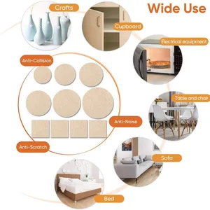 Premium Furniture Felt Pads (Beige), Self Adhesive Anti Scratch Floor Protector for Furniture Legs Hardwood With 60 Cabinet Door Bumpers thumbnail-2