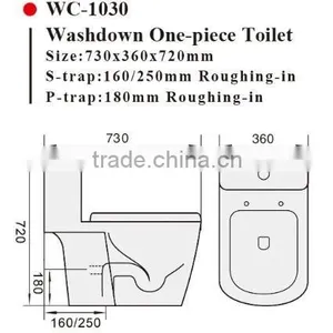 WC-1030 One-Piece P S Trap Toilet With Geberit or R&T Flush Valve & Soft Closing Cover Ramp Down, Water Closet Toilet Bowl thumbnail-2