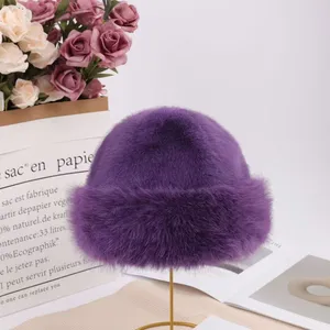 Faux Fox Fur Roll Cuff Bucket Hat thumbnail-1