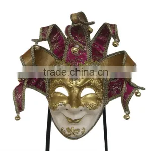 Wholesale Red And Gold Italy Venice Feather Masquerade Mask For Venetian Masked Ball thumbnail-3