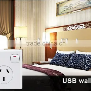 White Australian Wall Mount Power Socket With Double Usb Port for Smart Home thumbnail-1