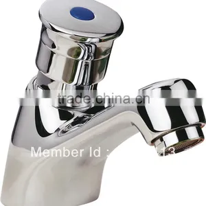 Brass Chrome Push Single Lever Self Closing Basin Mixer Taps , Deck Mounted Faucet thumbnail-1