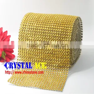Golden Diamond Ribbon, Diamond Mesh Banding,diamond Mesh Ribbon thumbnail-1