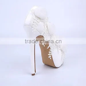 White Color Wholesale Women Dress Shoes Bride Wedding Dress Shoes for Bridal Shower thumbnail-6