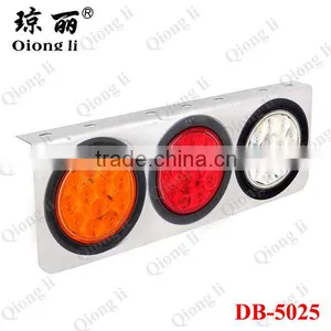 Three Round High Quality 36 LEDs Stainless Steel Plate Led Tail Lights 24v Truck thumbnail-2