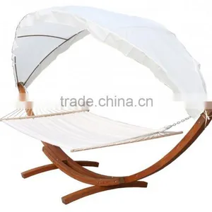 KD Design Swing Solid Sunshade Roof Wooden Stand Garden Double Sun Bed thumbnail-1