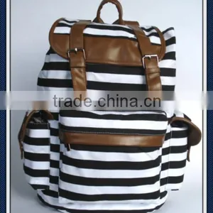 Printed Canvas Backpack Bag With pu Trim thumbnail-1