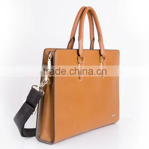 Mens Top Layer Real Cow Leather Shoulder Briefcase 14 Inch Laptop Bag Tote Bag thumbnail-3
