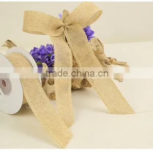 Natural Satin Christmas Ribbons Polyester Linen Ribbon thumbnail-1