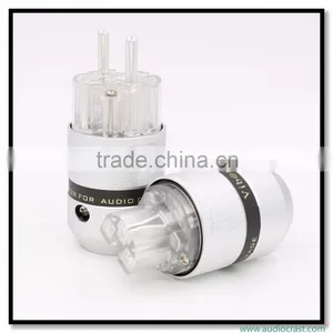 OEM/ODM Viborg Audio Aluminum Silver Plated Schuko European Power Plug Male EU Connector+IEC Female Connector thumbnail-1