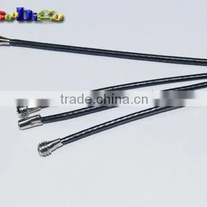 6"Stainless Steel Wire Keychain Cable With Black Rubber Twist Screw Locking Thinkness 1.5mm #FLQ042-B thumbnail-2
