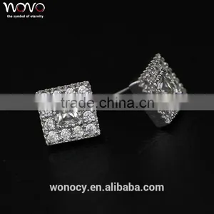 Hot Sale Round Double Side Brass Silver Square Sar Studs Boy Earring thumbnail-1