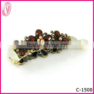 Hot Selling ! Elegant Red Crystal Flower Hair Barrette for Mom thumbnail-1
