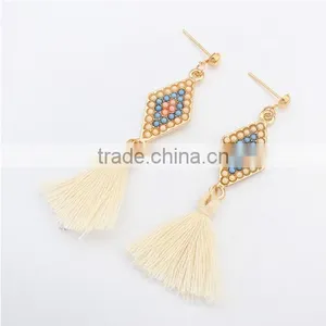 Popular Fashion Women Gold Earrings Designs Bead Earring Tassel Earrings thumbnail-3