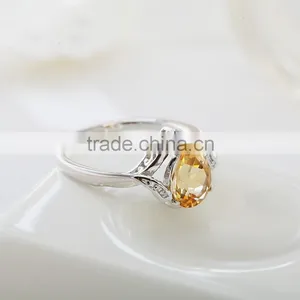 Charming Pear Shape Citrine Stone With 925 Sterling Silver Ring. Beautiful 925 Sterling Silver Gemstone Ring thumbnail-2