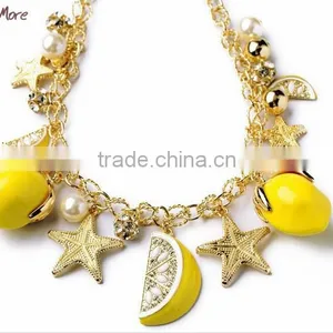 Simple Alloy Charm Bracelets Orange Beads Gold Bracelet for Kids thumbnail-3