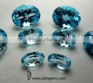Sky Blue Topaz Semi Precious Gemstone Oval Cut Faceted Lot For Platinum Bracelet From Manufacturer thumbnail-1