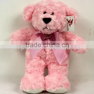 Luckiplus Hot Sale First Class Pink Bear With Pink Bowknot Safe Technology Toy For Kids thumbnail-1
