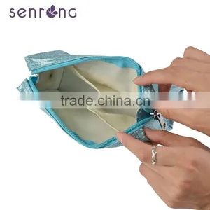 2015 Hot Promotion Blue PVC Cosmetic Bag With Butterfly ,blue PVC Make up Pouch for Wholesale thumbnail-5