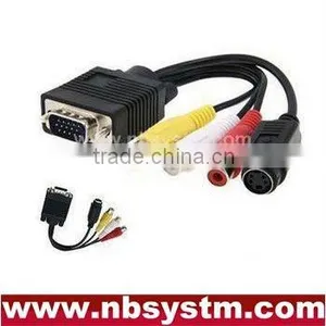 PC VGA SVGA TO S-Video 3 RCA Composite HD AV TV Out Converter Adapter Cable thumbnail-1