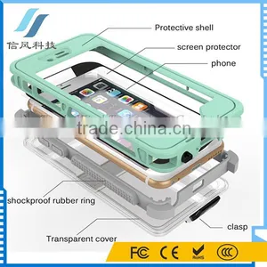 4.7 Inch Glow In Dark IP68 Waterproof Case for IPhone 6 6S With Button And Holder Stand thumbnail-5