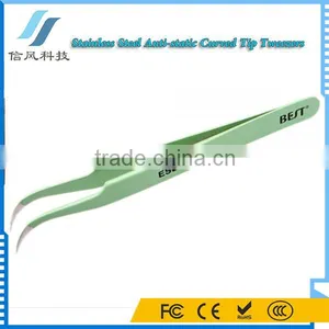 BST-EDS-17 Stainless Steel Anti-static Curved Tip Tweezers Curved Eyelash Extension Tweezers thumbnail-1