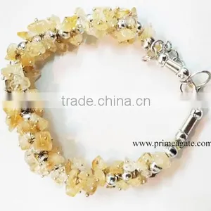 Citrine Chips Fuse Wire Bracelet | Natural Stone Bracelet Wholesale thumbnail-1