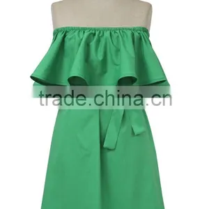 Best Selling Green off Shoulder Dress 2016 Woman Fashion Dresses Good Quality Made in China thumbnail-1