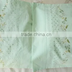 50*70CM Colorful Flowers and Stems Embroidered Hemstitched Green Colour Pillowcovers thumbnail-6