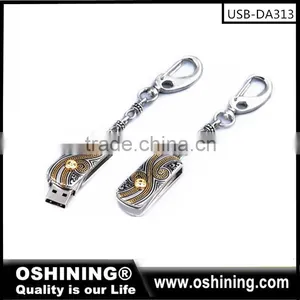 2016 New Trending Crystal Swivel Usb Pendrive With Keychain Free Sample (USB-DA313) thumbnail-2